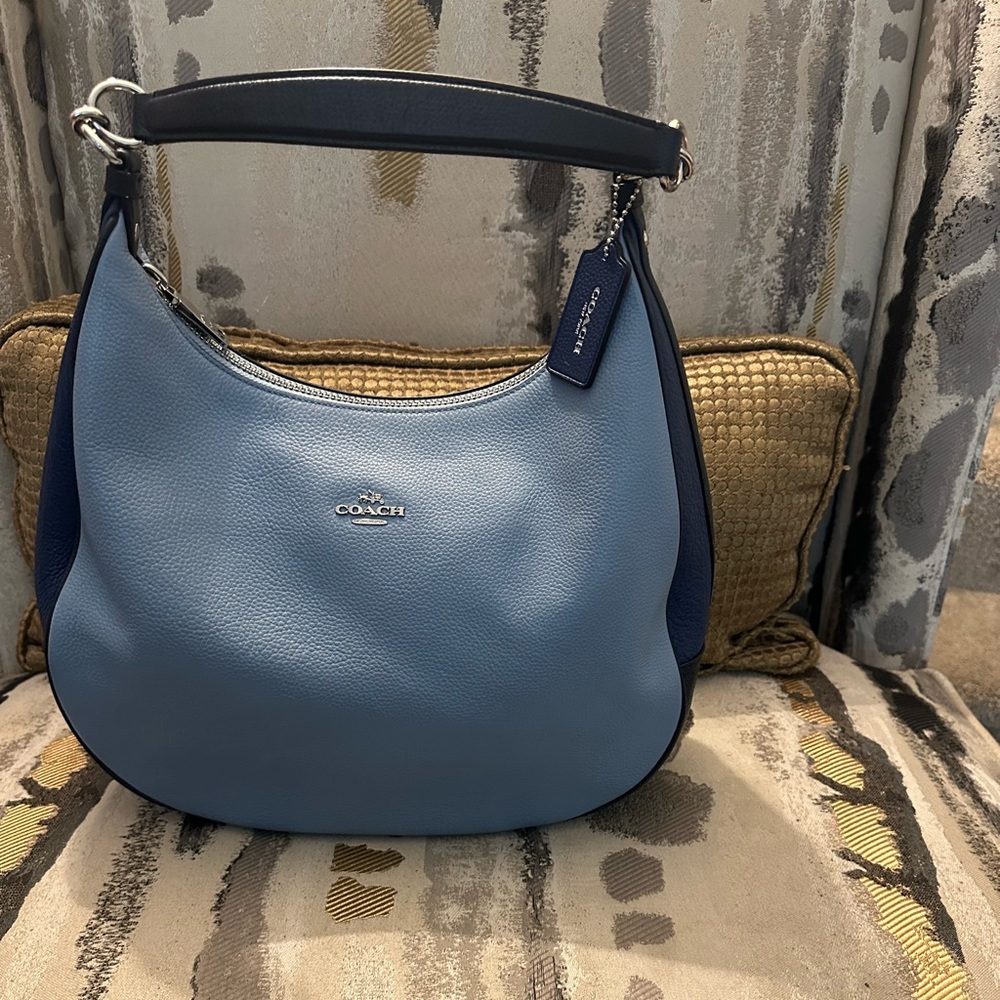 COACH HARLEY HOBO IN GEOMETRIC COLOR BLOCK POLISHED PEBBLE LEATHER
